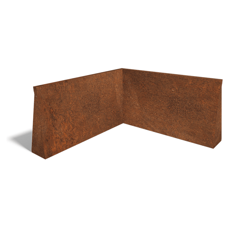 Narożnik wewnętrzny ściany oporowej ze stali corten 100 x 100 cm (wysokość 60 cm)