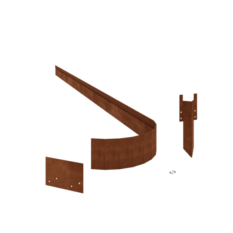 Zagięte obrzeże ogrodowe ze stali corten FLEX 13 cm kompletny zestaw na 24 metry