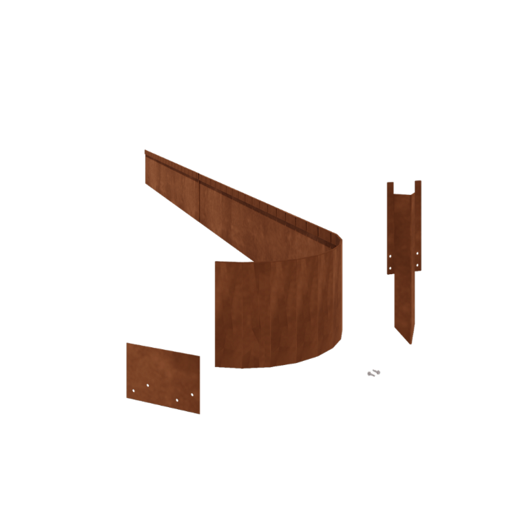 Zagięte obrzeże ogrodowe ze stali corten FLEX 23 cm kompletny zestaw na 24 metry