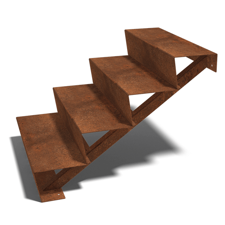Schody ze stali corten New York 4 stopnie (szerokość 80 cm)