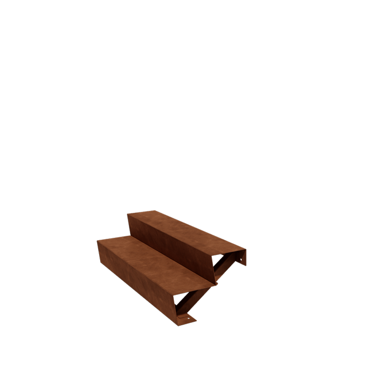 Schódy ogrodowe ze stali corten - 2-stopnie - 48 x 120 x 34 cm