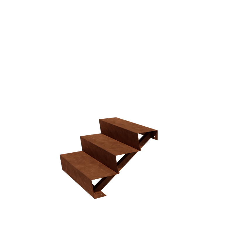Schódy ogrodowe ze stali corten - 3-stopnie - 48 x 80 x 51 cm