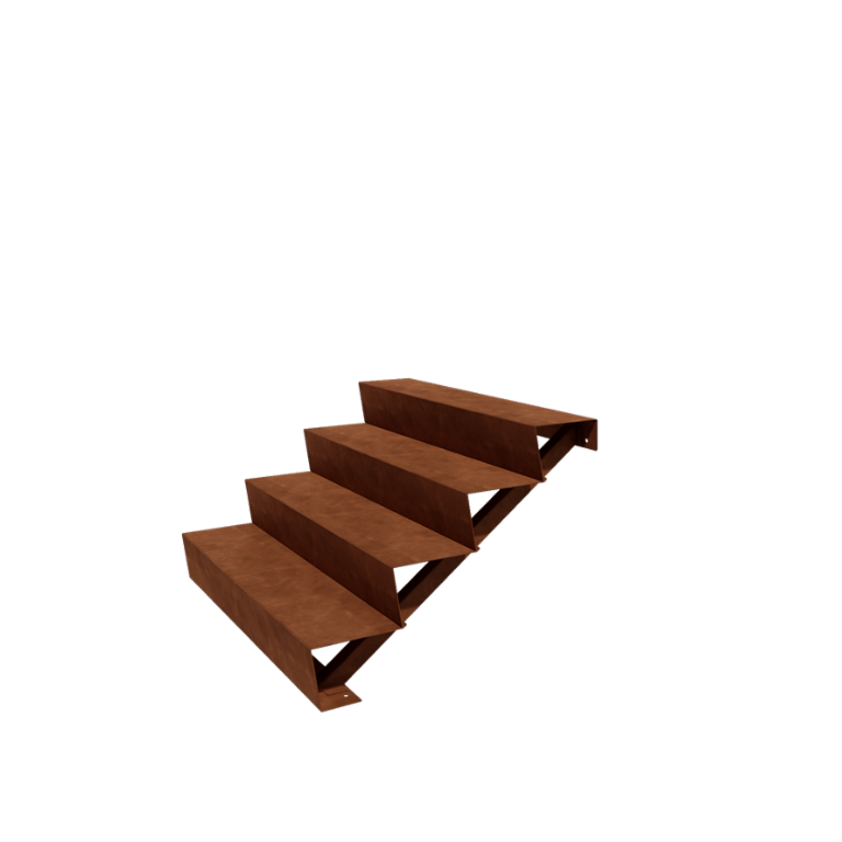 Schódy ogrodowe ze stali corten - 4-stopnie - 48 x 120 x 68 cm
