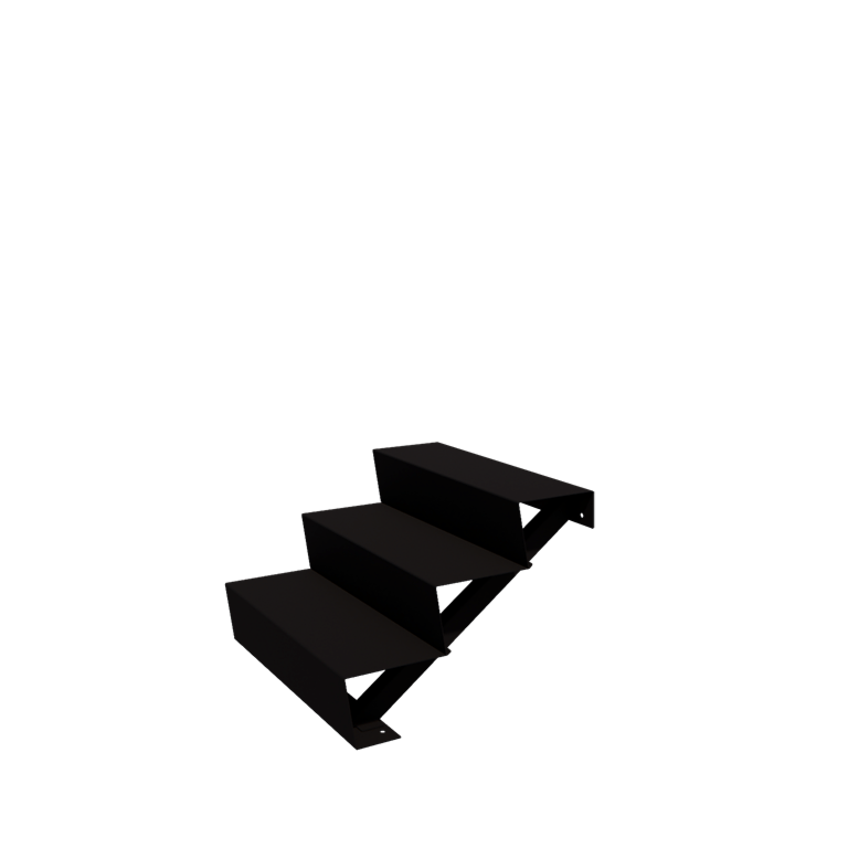 Stalowe schody ogrodowe - 3-stopnie - 48 x 80 x 51 cm - RAL9005 matowy (czarny)
