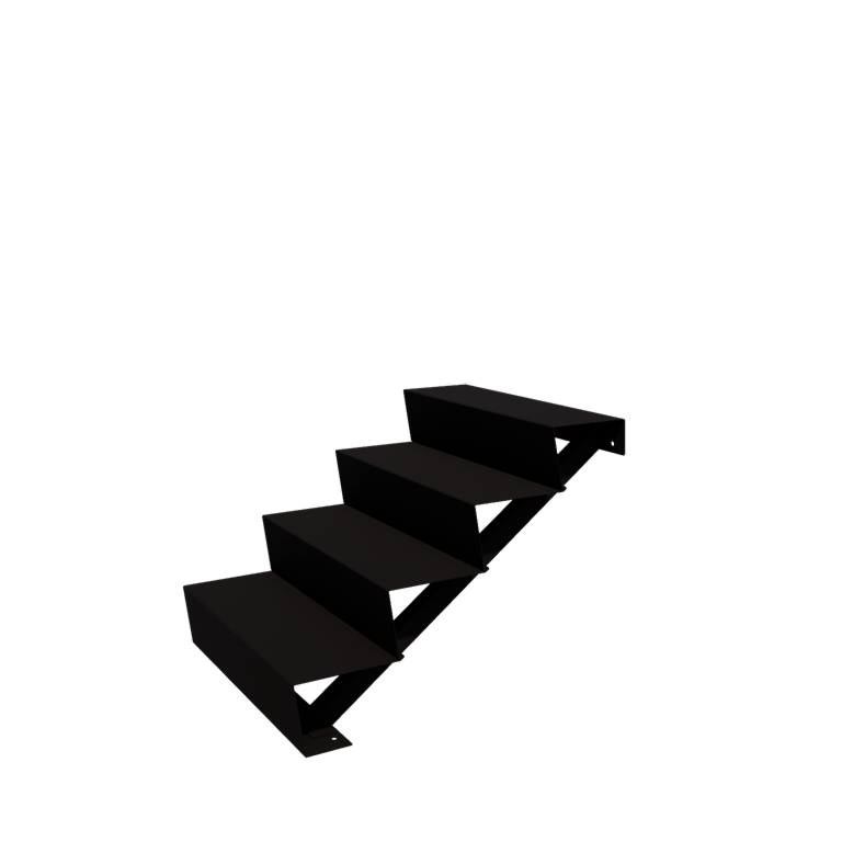 Stalowe schody ogrodowe - 4-stopnie - 96 x 80 x 68 cm - RAL9005 matowy (czarny)