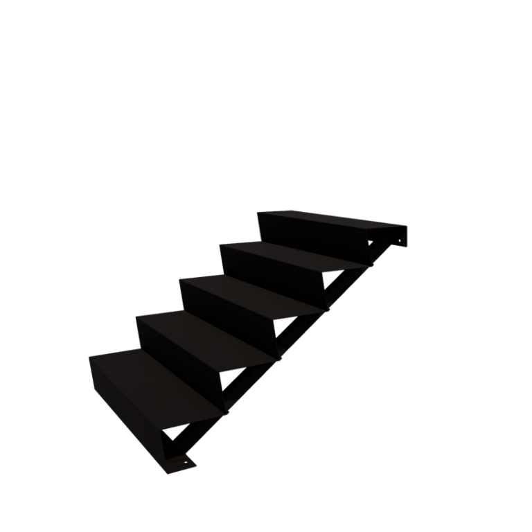 Stalowe schody ogrodowe - 5-stopnie - 120 x 100 x 85 cm - RAL9005 matowy (czarny)