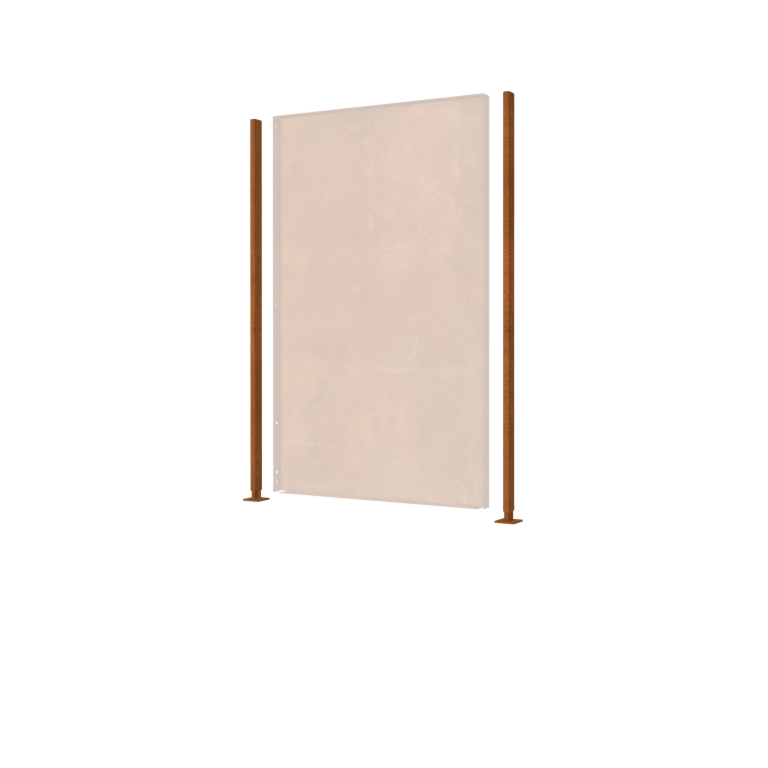 Słupek proste płaska stopka stal kortenowska o wymiarach 190 x 6 x 3 cm