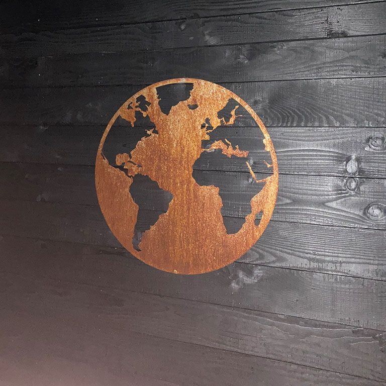 Dekoracja ścienna ze stali Corten Mapa świata