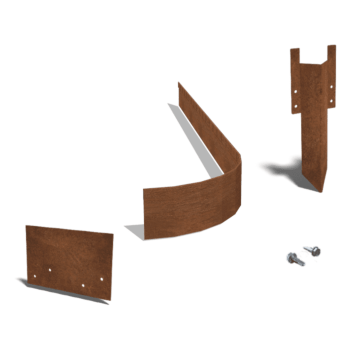 Zagięte obrzeże ogrodowe ze stali corten FLEX 13 cm kompletny zestaw na 15 metrów