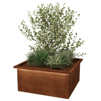 Spawana donica Alabama ze stali corten z diodami LED 100 x 100 x 50 cm