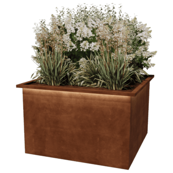 spawane donica Alabama ze stali corten z diodami LED 120 x 120 x 80 cm