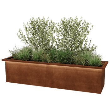 Spawana donica Alabama ze stali corten z diodami LED 200 x 50 x 50 cm