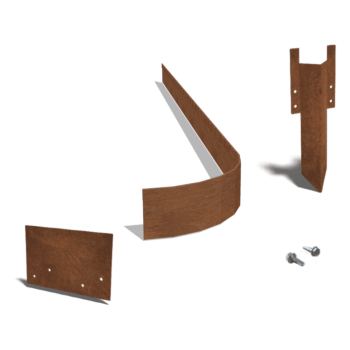 Zagięte obrzeże ogrodowe ze stali corten FLEX 13 cm kompletny zestaw na 24 metry