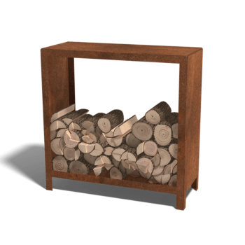 Schowek na drewno ze stali Corten Indiana 100 x 100 x 40 cm