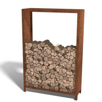 Schowek na drewno ze stali corten Indiana 180 x 120 x 40 cm
