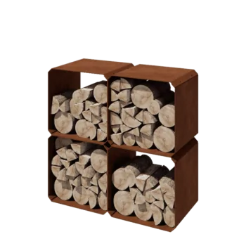 Drewutnia ze stali corten - Colorado 4 sztuki - 40 x 40 x 40 cm