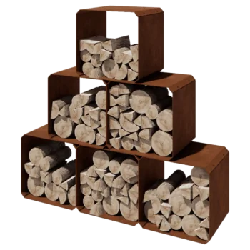 Drewutnia ze stali corten - Colorado 6 sztuki - 40 x 40 x 40 cm