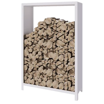 Stalowa drewutnia - Indiana - 120 x 40 x 180 cm - RAL9010 matowy (biały)