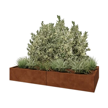 Donica XXL ze stali corten - Prostokątne - 200 x 100 x 30 cm - Z płytą dolną