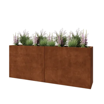 Donica XXL ze stali corten - Prostokątne - 200 x 40 x 80 cm - Bez płyty dolnej
