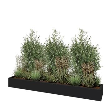 Donica poliestrowa - Prostokąt - 200 x 30 x 20 cm - RAL7021 matowy (czarny szary) - Z dnem