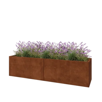 Donica XXL ze stali corten - Prostokątne - 200 x 50 x 50 cm - Bez płyty dolnej
