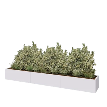 Stalowa donica XXL - Prostokątne - 360 x 50 x 40 cm - RAL9010 matowy (biały) - Z płytą dolną