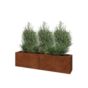 Donica XXL ze stali corten - Prostokątne - 160 x 30 x 40 cm - Bez płyty dolnej