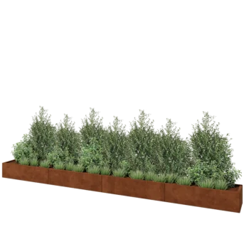 Donica XXL ze stali corten - Prostokątne - 480 x 40 x 30 cm - Z płytą dolną