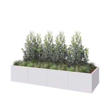 Stalowa donica XXL - Prostokątne - 320 x 100 x 60 cm - RAL9010 matowy (biały) - Bez płyty dolnej