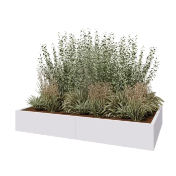 Stalowa donica XXL - Prostokątne - 200 x 120 x 30 cm - RAL9010 matowy (biały) - Z płytą dolną
