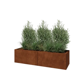 Donica XXL ze stali corten - Prostokątne - 160 x 50 x 40 cm - Bez płyty dolnej