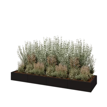 Stalowa donica XXL - Prostokątne - 320 x 80 x 30 cm - RAL9005 matowy (czarny) - Z płytą dolną