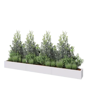 Stalowa donica XXL - Prostokątne - 360 x 30 x 30 cm - RAL9010 matowy (biały) - Z płytą dolną