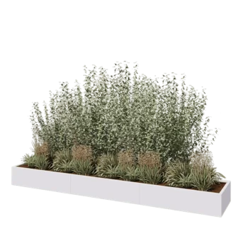 Stalowa donica XXL - Prostokątne - 360 x 60 x 30 cm - RAL9010 matowy (biały) - Z płytą dolną