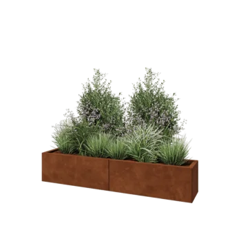 Donica XXL ze stali corten - Prostokątne - 160 x 30 x 30 cm - Bez płyty dolnej