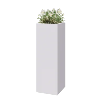 Donica poliestrowa - Kwadrat - 40 x 40 x 120 cm - RAL9010 matowy (biały) - Z dnem