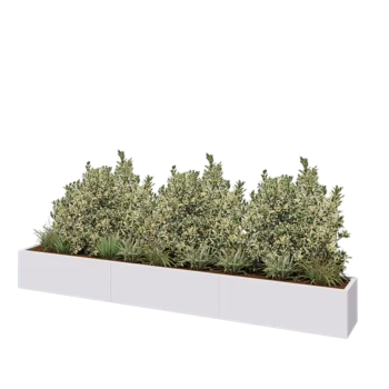 Stalowa donica XXL - Prostokątne - 360 x 40 x 40 cm - RAL9010 matowy (biały) - Z płytą dolną
