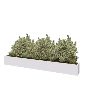 Stalowa donica XXL - Prostokątne - 360 x 30 x 40 cm - RAL9010 matowy (biały) - Z płytą dolną