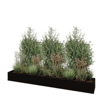 Donica poliestrowa - Prostokąt - 200 x 30 x 20 cm - RAL9005 matowy (czarny) - Z dnem