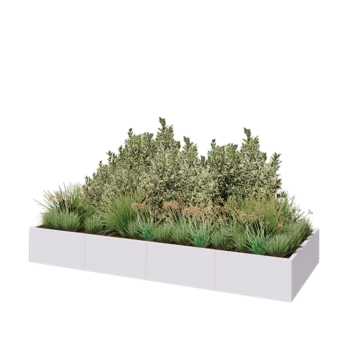Stalowa donica XXL - Prostokątne - 320 x 120 x 40 cm - RAL9010 matowy (biały) - Z płytą dolną