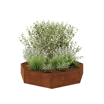 Donica ze stali corten - Ośmiokątne - 241,4 x 241,4 x 40 cm - Bez płyty dolnej