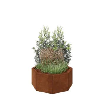 Donica ze stali corten - Ośmiokątne - 72,4 x 72,4 x 30 cm - Bez płyty dolnej