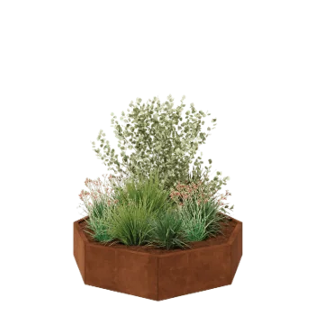 Donica ze stali corten - Ośmiokątne - 144,9 x 144,9 x 30 cm - Bez płyty dolnej