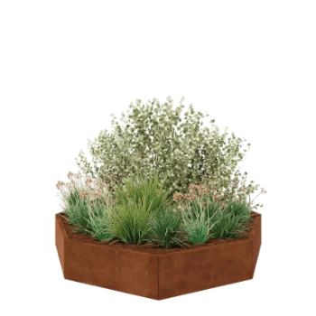 Donica ze stali corten - Ośmiokątne - 193,1 x 193,1 x 30 cm - Bez płyty dolnej