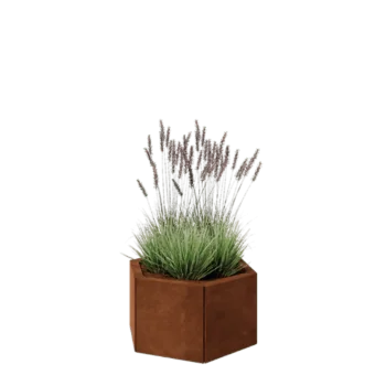 Donica ze stali corten - Sześciokątne - 59,3 x 52 x 30 cm - Z płytą dolną