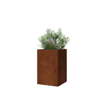 Donica ze stali corten - Kwadratowe - 40 x 40 x 60 cm - Z płytą dolną