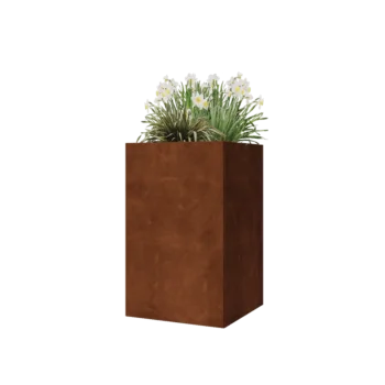 Donica ze stali corten - Kwadratowe - 50 x 50 x 80 cm - Z płytą dolną