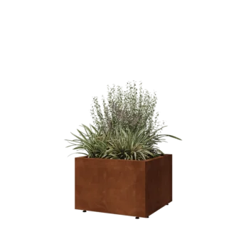 Donica ze stali corten - Kwadratowe - 60 x 60 x 40 cm - Z płytą dolną - Z nóżkami