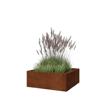 Donica ze stali corten - Kwadratowe - 80 x 80 x 30 cm - Z płytą dolną